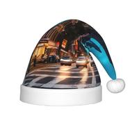 CWYHDUDOH Sombrero de elfo de Navidad con estampado de calles de Nueva York para niños, gorro de Navidad, fiesta, Año Nuevo, accesorios de disfraz