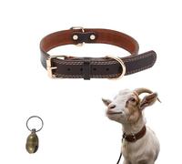 Cwyza Collar de cabra de piel auténtica con campana, exquisita campana hueca, ajustable y duradero para mascotas, cabras, ovejas y alpacas (S)