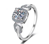 CWZZWS 0,8 quilates Moissanite S925 Ring de plateado Joya de diamantes Regalo de boda