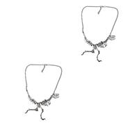 CWZZWS 2 Piezas Collar con Colgante de Dinosaurio Cadena de Cuello de Dinosaurio Negro