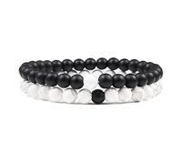 CWZZWS 2 piezas/set Tiger ocular de piedra pulsera de distancia de 6 mm de piedra natural brazalete de cuentas para hombres
