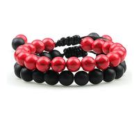 CWZZWS 2 uds. Cuentas para Hombre, Piedra de Ojo de Tigre, abalorio de ónix, Roca de Lava, Cuentas para Mujer, brazaletes de Yoga, Regalo para Amigos