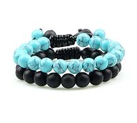 CWZZWS 2 uds. Cuentas para Hombre, Piedra de Ojo de Tigre, abalorio de ónix, Roca de Lava, Cuentas para Mujer, brazaletes de Yoga, Regalo para Amigos