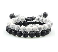 CWZZWS 2 uds. Cuentas para Hombre, Piedra de Ojo de Tigre, abalorio de ónix, Roca de Lava, Cuentas para Mujer, brazaletes de Yoga, Regalo para Amigos