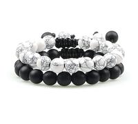 CWZZWS 2 uds. Cuentas para Hombre, Piedra de Ojo de Tigre, abalorio de ónix, Roca de Lava, Cuentas para Mujer, brazaletes de Yoga, Regalo para Amigos