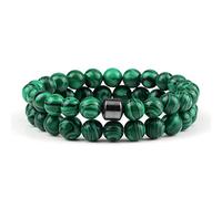 CWZZWS 2 unids/Set de Cuentas de Piedra Natural, Piedra de Ojo de Tigre, Cuentas de Lava Negra, brazaletes Hechos a Mano para Amantes, Regalos de Equilibrio de Yoga