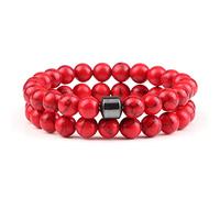 CWZZWS 2 unids/Set de Cuentas de Piedra Natural, Piedra de Ojo de Tigre, Cuentas de Lava Negra, brazaletes Hechos a Mano para Amantes, Regalos de Equilibrio de Yoga