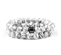 CWZZWS 2 unids/Set de Cuentas de Piedra Natural, Piedra de Ojo de Tigre, Cuentas de Lava Negra, brazaletes Hechos a Mano para Amantes, Regalos de Equilibrio de Yoga