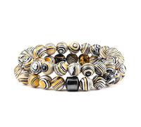 CWZZWS 2 unids/Set de Cuentas de Piedra Natural, Piedra de Ojo de Tigre, Cuentas de Lava Negra, brazaletes Hechos a Mano para Amantes, Regalos de Equilibrio de Yoga