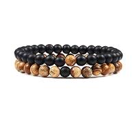 CWZZWS 2 unids/Set Piedra de Ojo de Tigre Distancia de Pareja 6mm Piedra Natural Yoga Cuentas para Hombres Mujeres Encanto Regalo de Hilo
