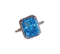 CWZZWS 925 Anillos de boda de Aquamarine de plata esterlina para mujeres joyas de diamantes de carbono espumosos