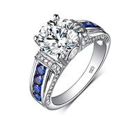 CWZZWS 925 anillos de plata esterlina 2ct 8 mm Corte redondo D Diamond Moissanite Anniversary para mujeres Joyas