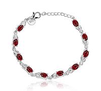 CWZZWS 925 Elegante Piedra de Cristal Roja para Mujeres Pulseras de boda