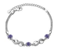 CWZZWS 925 Infinito Amor Cadena Enlace Ajustable circón para Mujer Lujo