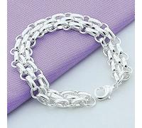 CWZZWS 925 Joyas de plata Tres filas Joyas de brazalete de brazalete redondo para el regalo de la mujer