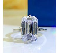 CWZZWS 925 Silver Sterling 8 * 12 mm Rings de diamantes de carbono para mujeres Regalos de joyería de boda espumosa