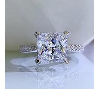 CWZZWS 925 Silver Sterling 8 * 8 mm Rings de diamantes de carbono para mujeres Regalos de joyería de boda espumosa