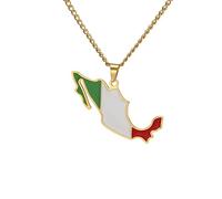 CWZZWS Accesorios de niñas Collar Mexicano para Mujeres y Hombres, Mapa de México con Ciudades Colgante de Pareja