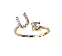 CWZZWS Anillos abiertos para mujeres, colocación elegante de circonía cúbica ajustable vintage u anillos dorados regalo de joyería romántica para niñas para mujeres pareja de compromiso boda