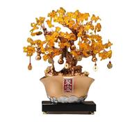 CWZZWS Árbol de Cristal/árbol Citrine Citrine Crystal Tree - Fortune Cornucopia Ornaments para la afortunada decoración de la casa y la Oficina, Chakra Gemstone Tree para curación y atracción de