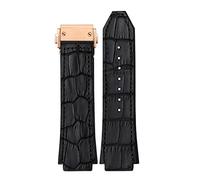 CWZZWS Banda de reloj de goma de cuero de vaca real de 25 * 19 mm para clásico Fusion Universo Big Bang Series Men Belt Watch Bankl Buckl