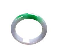 CWZZWS Bangle de jade, mitad blanca y mitad verde pulsera de brazalete de jade de flores flotantes, damas, para familiares o amigos, con caja de joyería, 52-64 mm (62 mm)