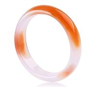 CWZZWS Brazalete de jade para mujeres ágata naranja natural, chinos elegantes berrenillos clásicos jade hechos a mano, con caja de joyería, 56 mm