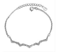 CWZZWS Brazalete y Amuleto con Forma de V de Letra de Cristal para Mujer, Accesorios para Fiesta de Boda