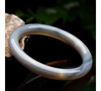 CWZZWS Brazaletes de jade jade, brazalete de ágate gris natural vintage, pulsera de estilo chino, joyas de feng shui, para madre a novia, con caja de joyería, 62-64 mm (56)