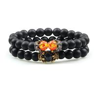 CWZZWS brazaletes de lava onyx tigre ojo de piedra corona corona encanto pulseras para hombres mujeres amiga pulsera