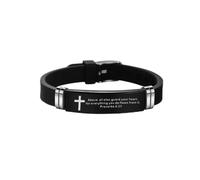 CWZZWS Brazaletes de Silicona de Longitud Ajustable para Hombre Pulsera Amor de Las Escrituras para Hombre