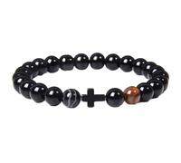CWZZWS Budismo de oración Pulseras cruzadas Hombres Energía de curación natural Amethysts Pulsera Mujeres Black Onyx Bangle 21cm Color amarillo claro