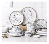 CWZZWS Cena con una Cena Elegante para restaurantes y hogar, Juego de vajillas Ceramics Platos de mármol de Estilo Europeo y Platos para Pastel de Porcelana Bandeja de Fruta de pastelería STE STE