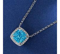 CWZZWS Collar con Colgante de Aniversario de Piedras Preciosas de moissanita de 7 * MM para Mujer, joyería de Regalo