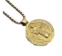 CWZZWS Collar de Benedicto para Mujeres y Hombres, 925 Colgante de Medalla Religiosa de Plata esterlina San Benito, medallas de Benedicto, Medalla de San Benito, San Benito Medalla, Medalla de Santo