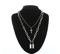 CWZZWS Collar de Cadena con candado para Mujer y Hombre, Colgantes con candado, joyería Punk en el Cuello, Accesorios