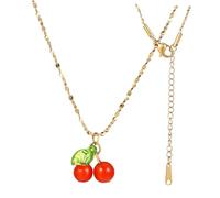 CWZZWS Collar de Cornalina Collar de Cereza Collar Delicado Collar Delicado Collar Sofisticado Collar con Colgante Collares de Medallón Collar Femenino Joyería de Mujer Titanio Acero Rojo