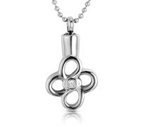 CWZZWS Collar para Mujer/Hombre, Colgantes de urna Cruzada, joyería para Cenizas de Perro, Colgante Plateado/Negro, Cadena de Cuentas, Collares para Cenizas, Regalo