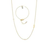 CWZZWS Conjunto de joyería 925 para Mujer - Conjunto de Collar y Pulsera Ajustables con circonitas, Colgante con Letra mayúscula s Aniversario de Boda s para Mujeres y niñas