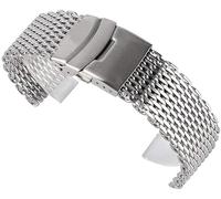 CWZZWS Correa de Reloj Correa de Reloj de 18/20/22 mm Relojes geniales Pulsera de Malla de Acero Inoxidable Reemplazo de Correa de Reloj de Pulsera Plateada + Pulsera de 2 Barras de Resorte