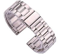 CWZZWS Correa de Reloj de 18, 20, 22 y 24mm, Pulsera de Reloj de Acero Inoxidable sólido, Correas de Reloj Plateadas, Barra de Resorte de liberación rápida