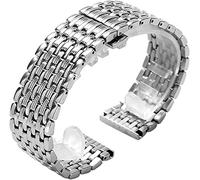 CWZZWS Correa de Reloj para Hombre y Mujer de Acero Inoxidable Macizo de 18 mm, 20 mm, 22 mm, Pulsera Plateada, Correa de muñeca de Repuesto, Pulsera con Cierre Oculto con botón pulsador