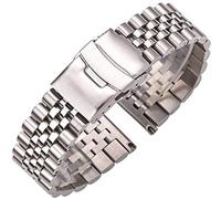 CWZZWS Correas de Reloj de Acero Inoxidable, Correa de Pulsera de 20mm, 22mm, 24mm, Accesorios de Correa de Reloj de Metal sólido Plateado para Hombres y Mujeres