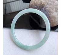 CWZZWS Damas brazalete de brazalete de jade, jadeite un brazalete, brazalete de jade redondo delgado de color verde claro, para madre, para novia, con caja de joyería, 54-64 mm, 58 mm