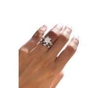 CWZZWS Elegante anillo de compromiso de boda para mujeres Bandas de circonía cúbica de topacio azul de Halo de dos en uno ANILLO DE CUCTO DE DIAMOND SIMULADO REDEDO 4C