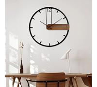 CWZZWS Gran Reloj de Pared Decorativo para Sala de Estar, no Ticking, Reloj de Metal Decorativo con Elegantes punteros de Madera para Dormitorio, Estudio, Decoraciones de Oficina