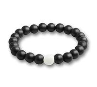 CWZZWS Hombres Pulseras de piedra volcánica natural Matte Lava negra Onyx Beads Buddha Buddha Redonda y brazalete Mujeres Oración de yoga