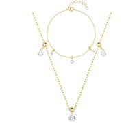 CWZZWS Jewellery 925 Juego de Joyas para Mujeres y niñas: Juego de Collar y Pulsera con Colgante de circonio de geometría Simple, joyería para el día de la Madre, Aniversario de Bodas, cumpleaños