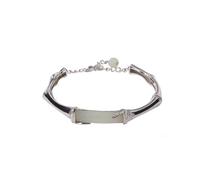 CWZZWS joyería de Las Mujeres Accesorios para niñas Pulsera de Plata, Brazalete de Plata de Ley 925 Vintage para Mujer Jade Blanco Hotan Nudo de bambú Liso Encanto Joyería de Moda Regalos Regalo de