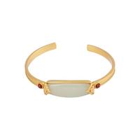 CWZZWS joyería de Las Mujeres Accesorios para niñas Pulsera de Plata, Brazalete de Plata de Ley 925 Vintage para Mujer Chapado en Oro Hotan Jade Lotus Charm Joyería de Moda Regalos Regalo de